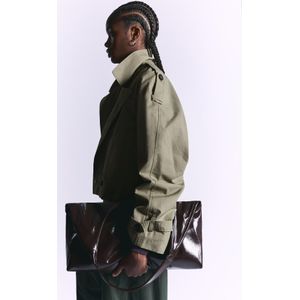 Bershka Korte Trenchcoat Dames Xs Kaki