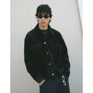 Bershka Boxy Fit Corduroy Jack Heren Xs Zwart