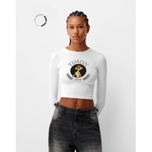 Bershka The Lion King T-Shirt Met Lange Mouw Dames S Ecru