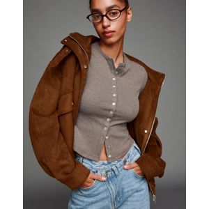 Bershka Vest Met Knopen Dames M Zand