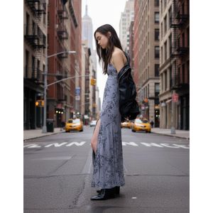 Bershka Midi Jurk Van Tule Met Schouderbandjes Dames S Grijs