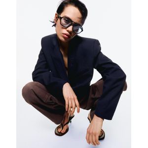 Bershka Double-Breasted Boxy Fit Blazer Dames Xs Marineblau