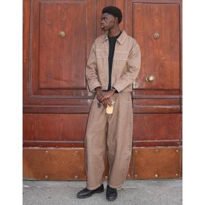 Bershka Denim Blouse Met Rits Heren M Bruin