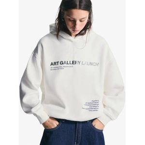 Bershka Hoodie Met Print Dames M Gebroken Wit