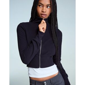 Bershka Sweatshirt Met Rits Dames Xs Marineblau