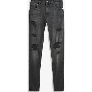 Bershka Superskinny Jeans Met Scheuren Heren 34 Zwart