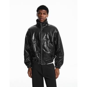 Bershka Jack Met Leereffect En Dierenprint Heren M Zwart