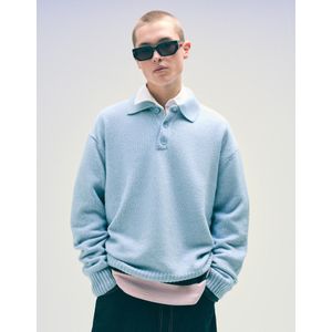 Bershka Sweater Met Polokraag Heren M Lichtblauw