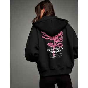 Bershka Capuchonsweater Met Print En Rits Dames S Zwart