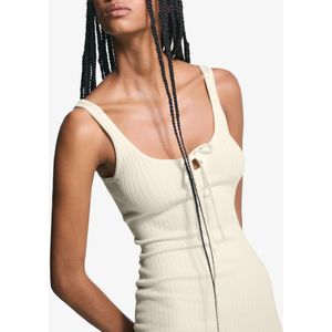 Bershka Mini-Jurk Met Bandjes En Strik Dames S Ecru