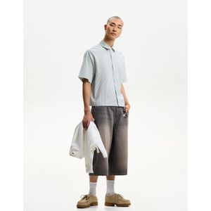 Bershka Super Baggy Denim Bermuda Jorts Heren 46 Donkergrijs