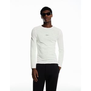 Bershka T-Shirt Met Lange Mouw En Print Heren M Wit