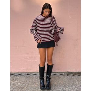 Bershka T-Shirt Met Lange Mouw En Print Dames S Bordeaux