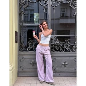 Bershka Gestreepte Rustieke Broek Dames Xxs Bordeaux