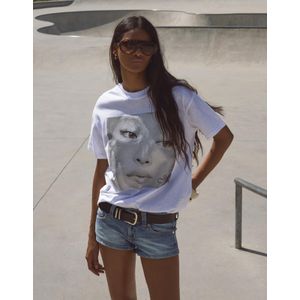 Bershka T-Shirt Jennie Met Korte Mouw Dames M Gebroken Wit