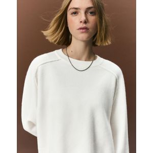 Bershka Tricot Trui Met Naden Dames L Ecru