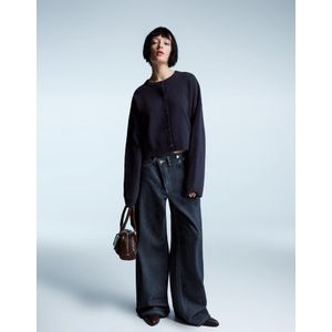 Bershka Soft Touch Vest Met Knopen Dames Xxs Blauw