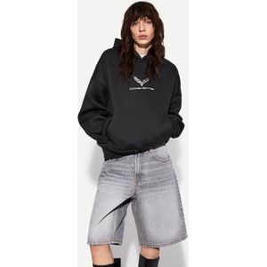 Bershka Corvette Hoodie Dames Xs Donkergrijs