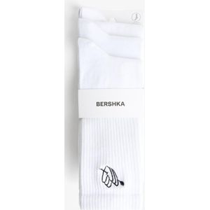 Bershka 3-Pack Sokken Met Print Heren L Wit