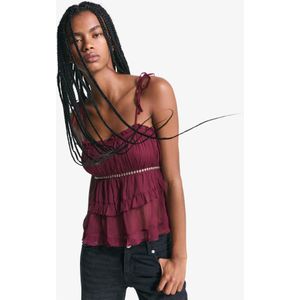 Bershka Rustieke Top Met Bandjes En Studs Dames Xs Granaat