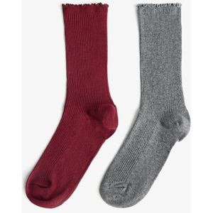 Bershka 2-Pack Krullende Viscose Sokken Dames S Granaat