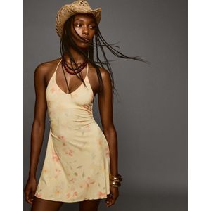 Bershka Midi-Halterjurk Met Print Dames S Geel