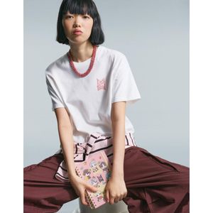 Bershka T-Shirt Met Korte Mouw En Tinytan-Print Dames Xs Gebroken Wit