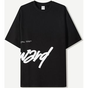 Bershka Velours Sweater Met Korte Mouw En Print Heren Xs Zwart