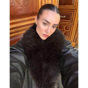 Bershka Jack Met Leereffect En Kraag Van Imitatiebont Dames L Bruin