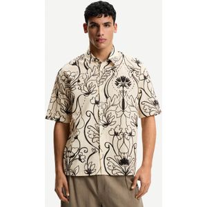 Bershka Overhemd Met Print En Korte Mouw Heren Xs Ecru