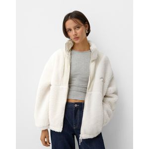 Bershka Combi Jack Van Synthetisch Teddy Dames M Ecru