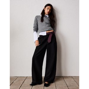 Bershka Wijde Broek Met Dubbele Stof Dames 36 Zwart