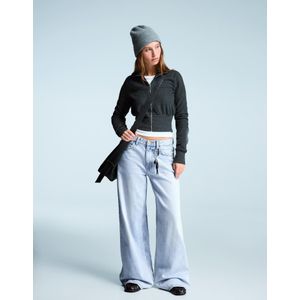 Bershka Wide Leg Jeans Dames 44 Gewassen Blauw