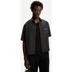 Bershka Strak Boxy Fit Overhemd Met Borduursel Heren S Zwart