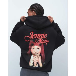 Bershka Capuchonsweater Met Jennie Ruby-Print Dames S Zwart