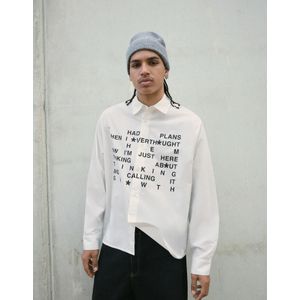 Bershka Boxy Fit Blouse Met Print Heren Xl Wit