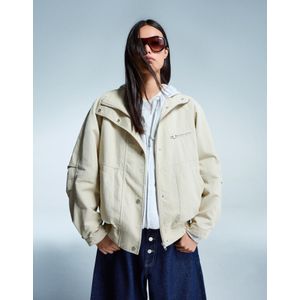 Bershka Jack Met Rits Dames M-L Ecru