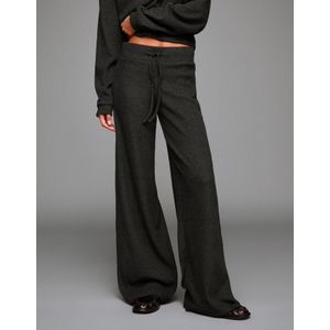 Bershka Zachte Ribcord Wide Leg Broek Dames Xl Donkergrijs