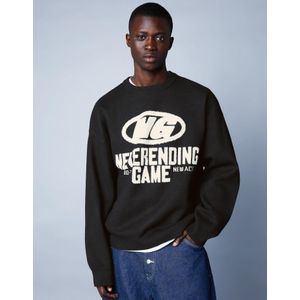 Bershka Trui Met Print Heren Xs Zwart