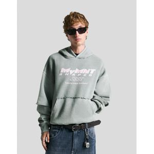 Bershka Hoodie Met Print En Dubbele Mouw Heren Xs Grijs