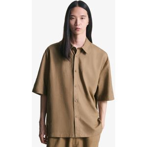 Bershka Blouse Met Korte Mouw Van Linnenmix Heren M Kameel