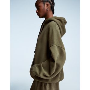 Bershka Oversized Hoodie Dames L Kaki