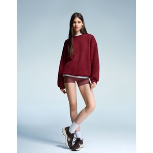 Bershka Oversized Sweater Met Zakken Dames Xxs Bordeaux
