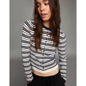 Bershka Gestreepte Tricot Vest Dames M Blauw