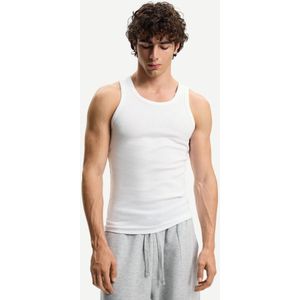 Bershka Top Van Ribstof En Schouderbandjes Heren Xs Wit