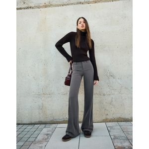 Bershka Wide Leg Broek Dames 40 Grijs