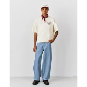 Bershka T-Shirt Met Korte Mouw En Borduursel Heren L Gebroken Wit