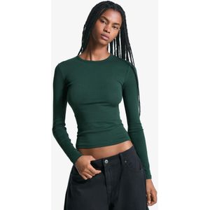 Bershka Top Met Lange Mouwen Dames Xs Groen