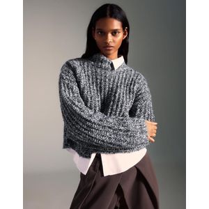 Bershka Trui Met Hoge Cordonnetkraag Dames L Donkergrijs