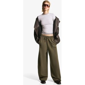 Bershka Sweatstof Barrel Broek Dames Xxs Kaki